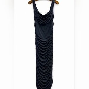 BCBGMaxAzria Elegant Black Rouched Maxi Dress